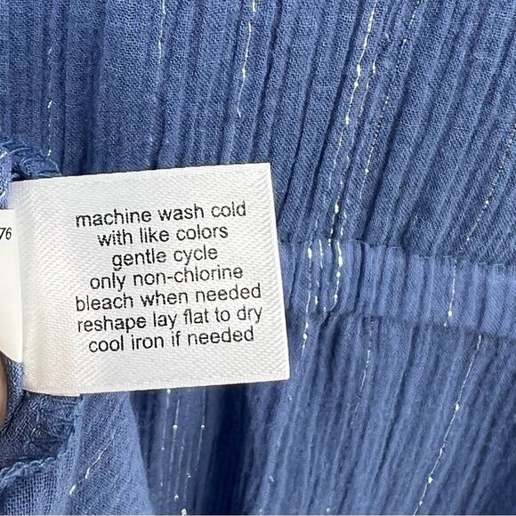 Lane Bryant blouse women's 22 faux wrap flutter sleeve stripe blue silver - Picture 8 of 9